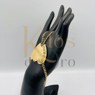 PULSERA MANITA CORAZON DOBLE ORO 18K