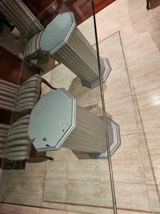 Tavolo in cristallo con base ottagonale in cristallo di 15mm