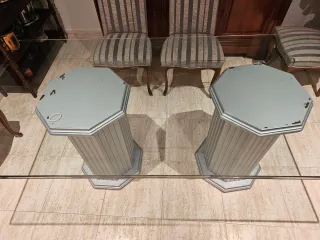 Tavolo in cristallo con base ottagonale in cristallo di 15mm