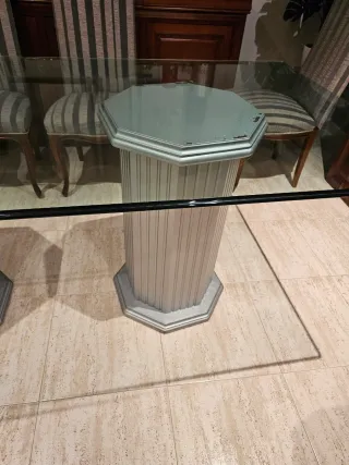 Tavolo in cristallo con base ottagonale in cristallo di 15mm