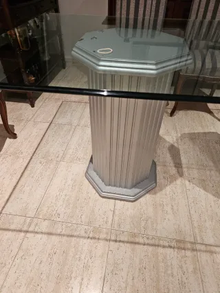 Tavolo in cristallo con base ottagonale in cristallo di 15mm