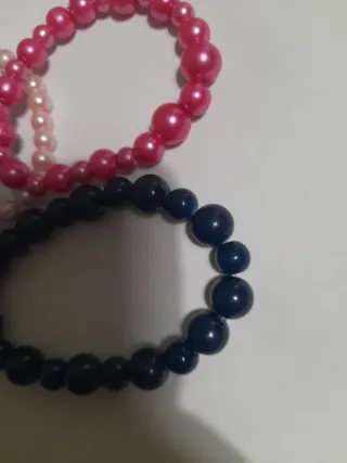 Set 5 Bracciali Perline Rosa e Viola blu fuxia