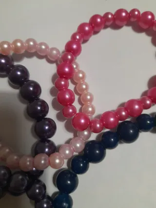 Set 5 Bracciali Perline Rosa e Viola blu fuxia