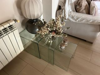 Tavoli nido in vetro impilabili