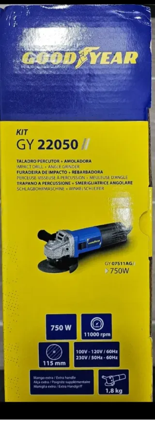 Kit Taladro y Amoladora Goodyear GY 22050 nueva