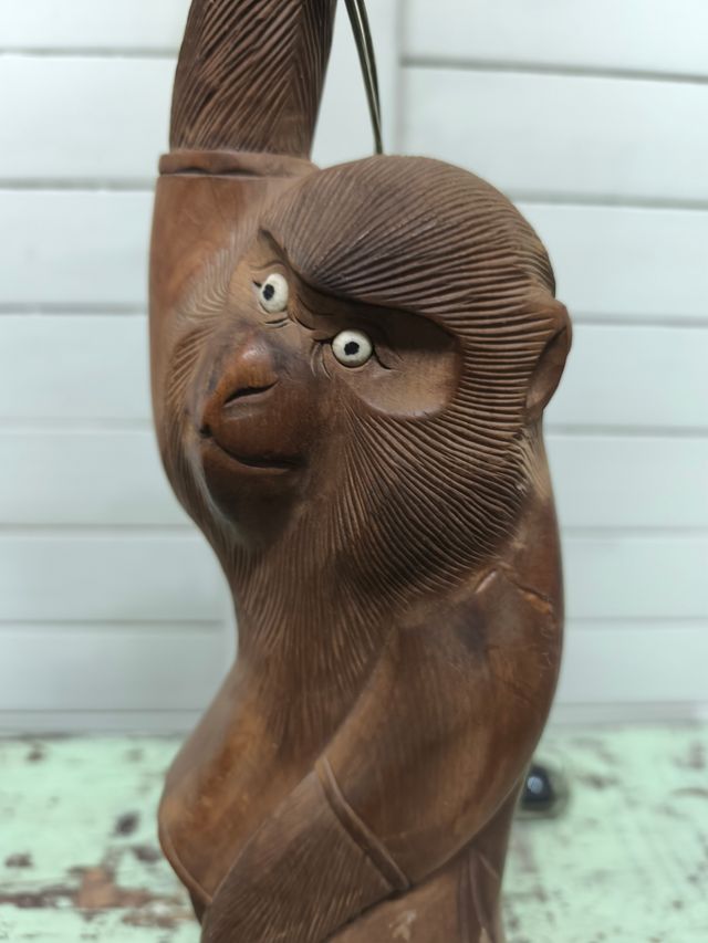 Lampada in legno di scimmia. Vintage