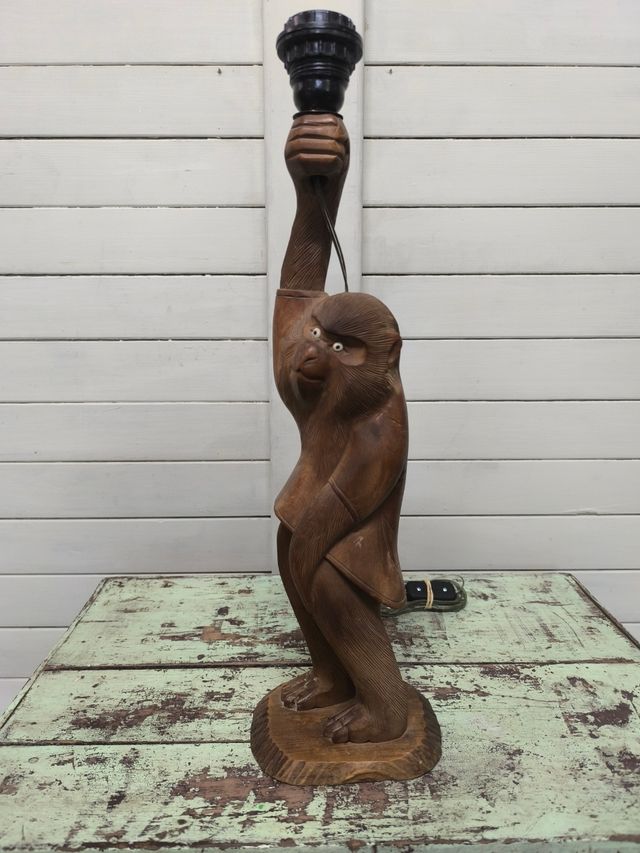 Lampada in legno di scimmia. Vintage