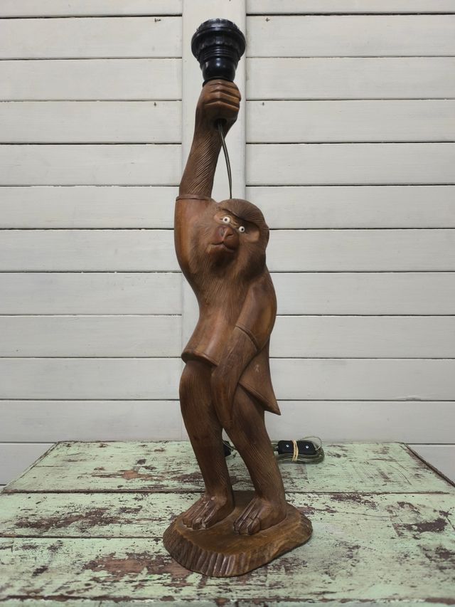 Lampada in legno di scimmia. Vintage