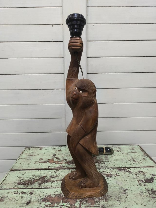 Lampada in legno di scimmia. Vintage