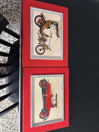 Retrato coche antiguo coleccionable 1900