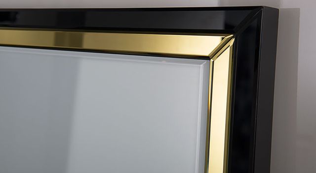 Cabecero de espejo negro y dorado