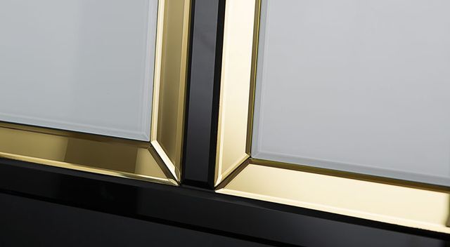 Cabecero de espejo negro y dorado