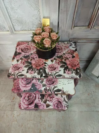 Juego 3 Mesitas Nido Flores