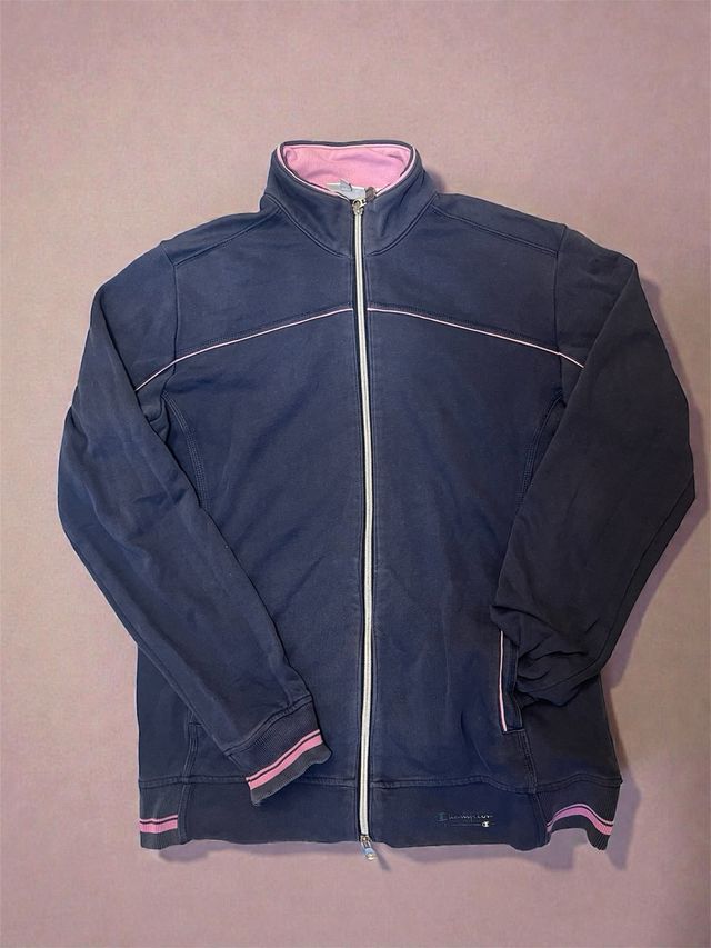 Felpa zip Champion vintage blu e rosa