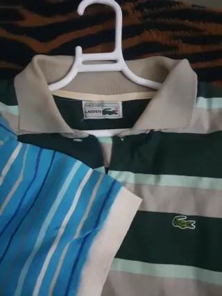 Camisetas Lacoste Rayas Azul y Verde Talla XXS