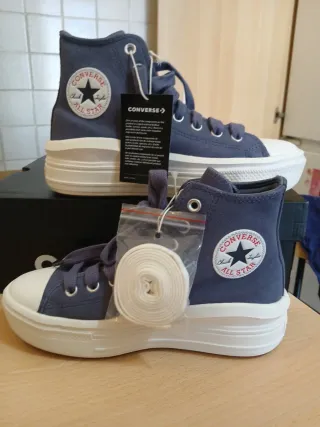 Converse Pelle Blu Tg 38.5