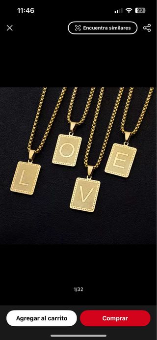 Collar con iniciales chapadas en oro