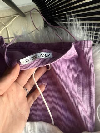 Conjunto 2 Tops Curtos Zara Branco Roxo