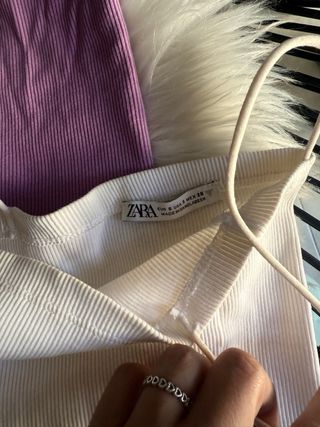 Conjunto 2 Tops Curtos Zara Branco Roxo