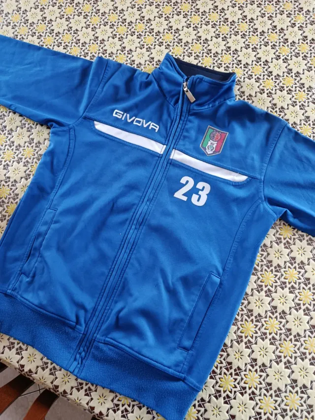 Felpa Givova uomo blu con zip e numero 23