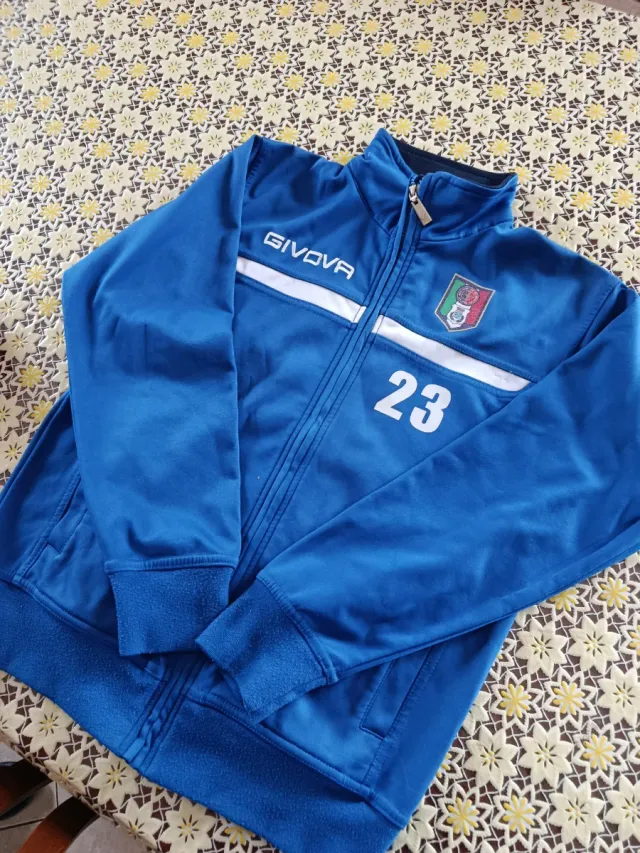 Felpa Givova uomo blu con zip e numero 23