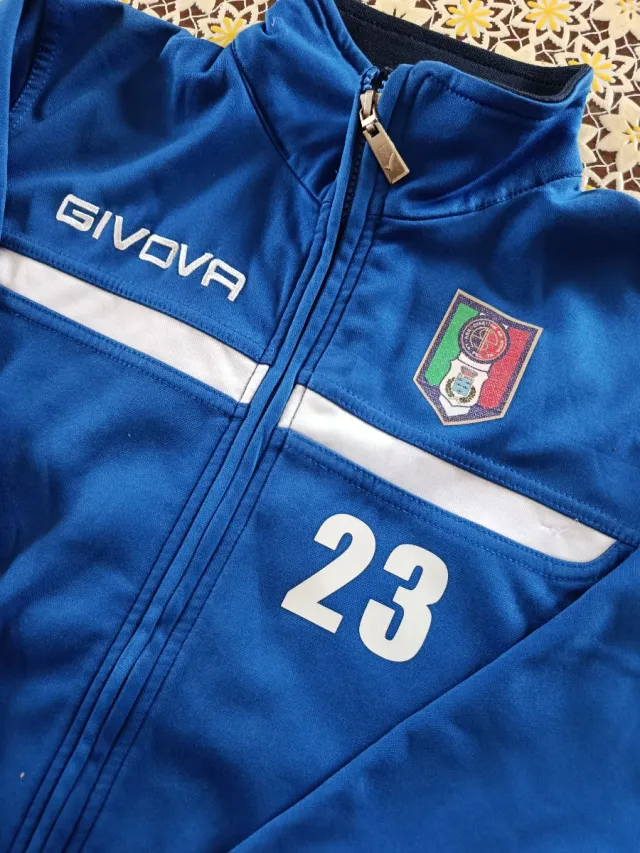 Felpa Givova uomo blu con zip e numero 23