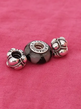 Conjunto 6 Pandora Originales Plata y Cristal Mura