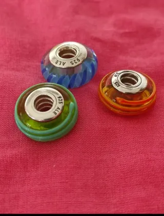 Conjunto 6 Pandora Originales Plata y Cristal Mura