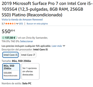 Microsoft Surface Pro 7 i5-1035G4 Argento