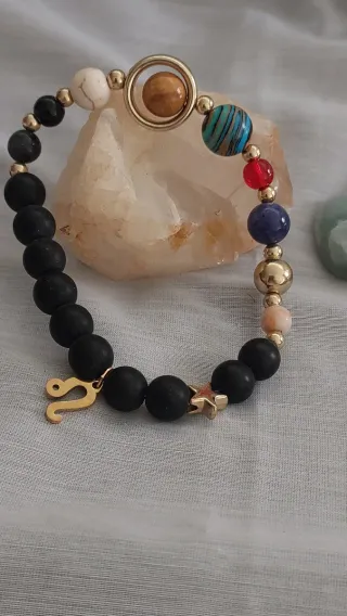 Pulsera Leo Piedra Natural y Dorado