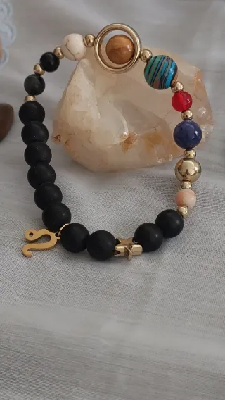 Pulsera Leo Piedra Natural y Dorado