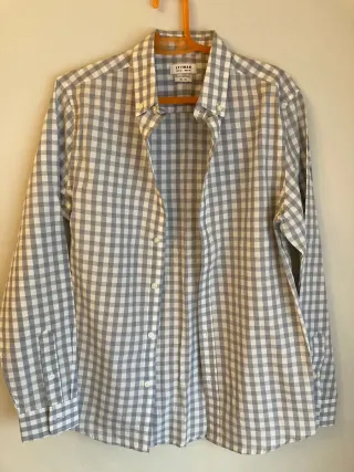 Camisa Slim Cuadros Gris y Blanco Talla M