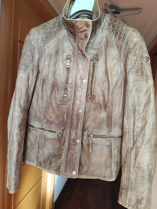 Chaqueta de cuero Gipsy Beige/Marrón