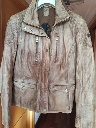 Chaqueta de cuero Gipsy Beige/Marrón