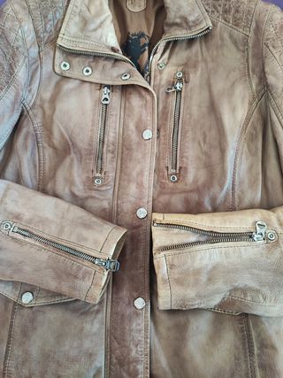 Chaqueta de cuero Gipsy Beige/Marrón
