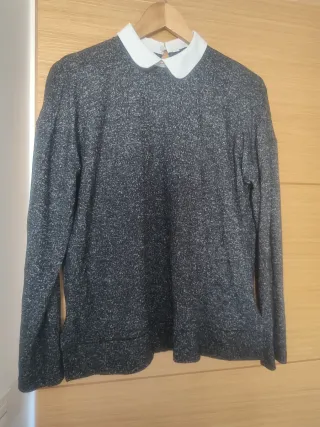 Jersey Lefties gris con cuello blanco