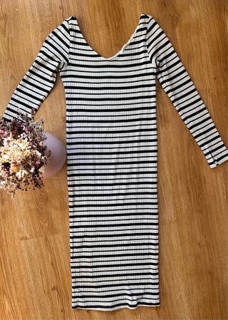 Vestido premamá rayas blanco y negro