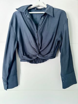 Camisa Zara Cropped Azul XS Nudo Mujer