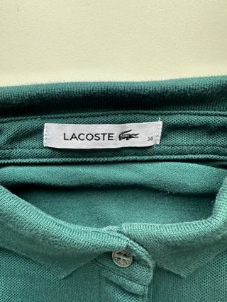 Polo Lacoste Manga 3/4 Mujer Talla 38 Azul Verdoso