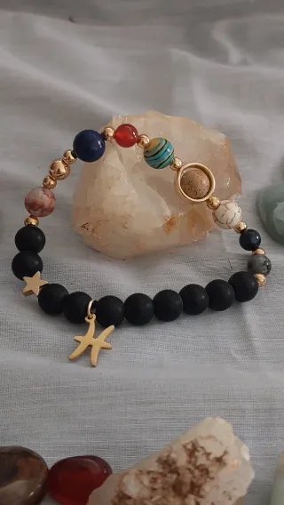 Pulsera Signo Piscis Piedras Naturales
