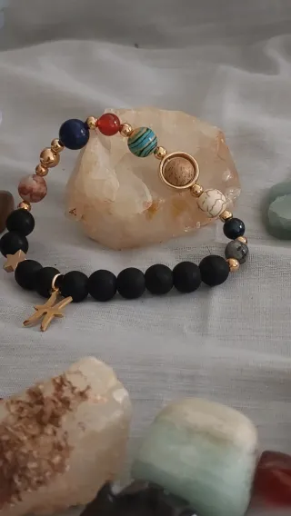 Pulsera Signo Piscis Piedras Naturales