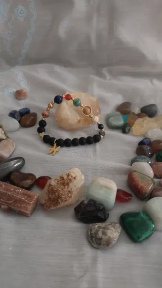 Pulsera Signo Piscis Piedras Naturales