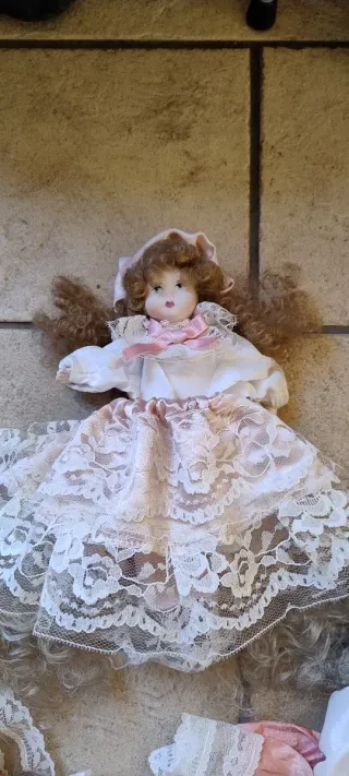 Set 3 Bambole Antiche Porcellana