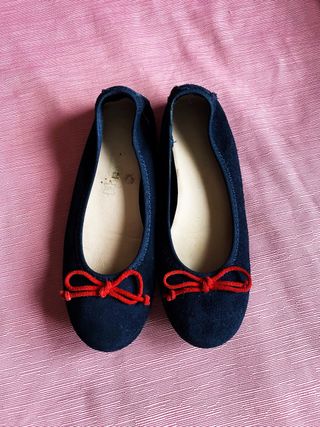 Bailarinas Club Verde Piel Talla 37 Ante Azul