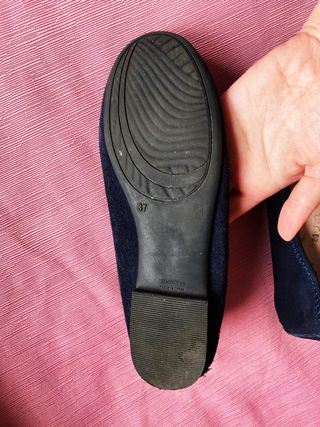 Bailarinas Club Verde Piel Talla 37 Ante Azul