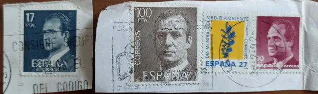 Lote Sellos Antiguos España 10, 17, 27, 100 Peseta