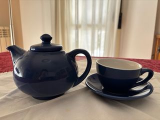 Juego café azul cobalto con soporte, para 6.