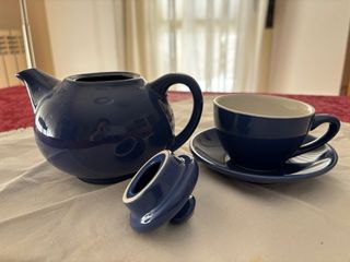 Juego café azul cobalto con soporte, para 6.