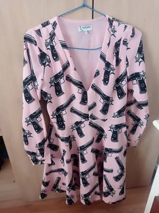 Vestido Minueto Estampado Pistolas Talla S