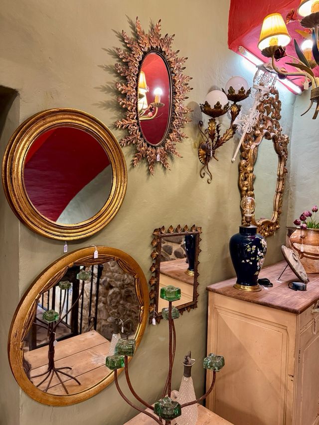 Espejo redondo antiguo pan de oro